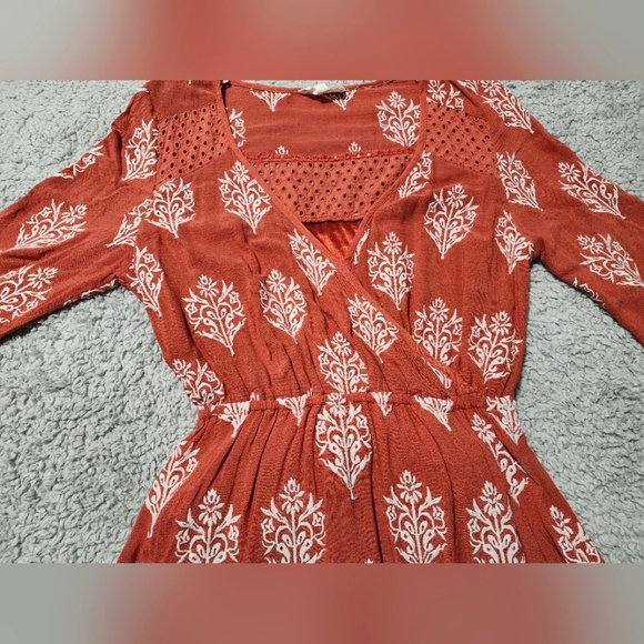 Orange Bohemian Asymmetrical Dress - Picture 3 of 8